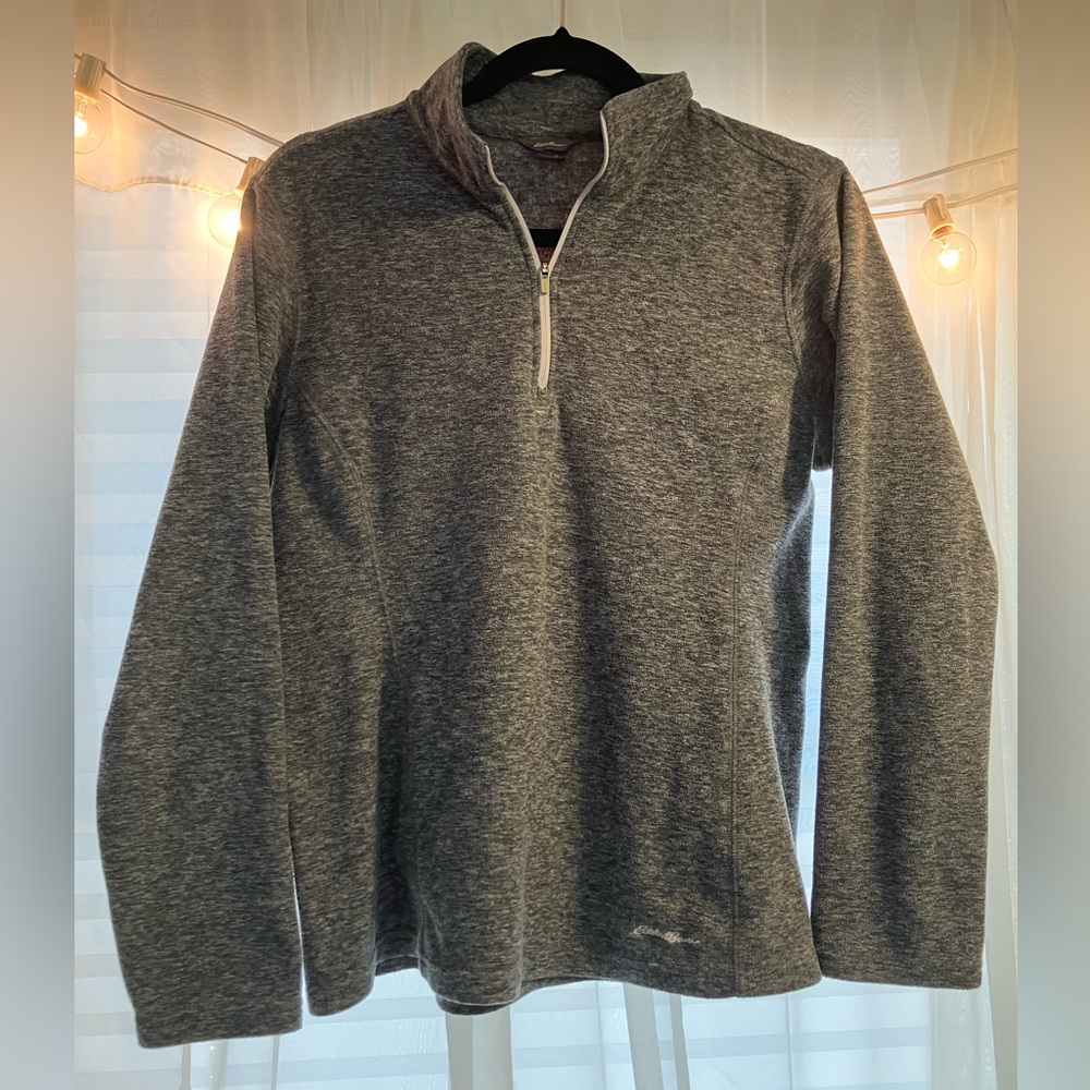 Eddie Bauer Marbled Gray Quarter-Zip Pullover Sweater